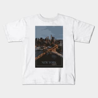 New York Skyline Grunge Stock Illustrations Shirt USA NYC Kids T-Shirt